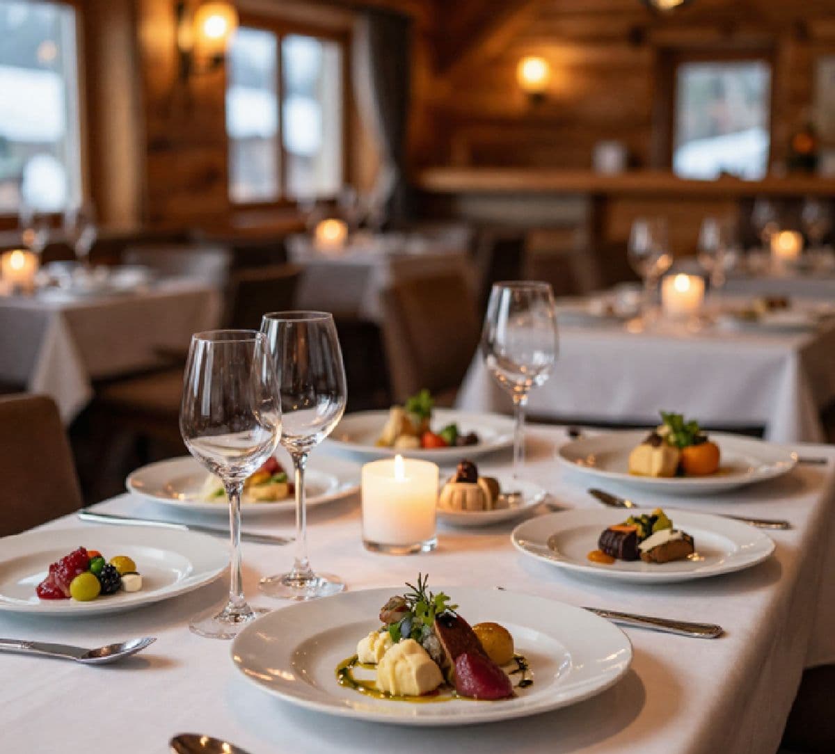 Gedekte tafel in het restaurant van het hotel